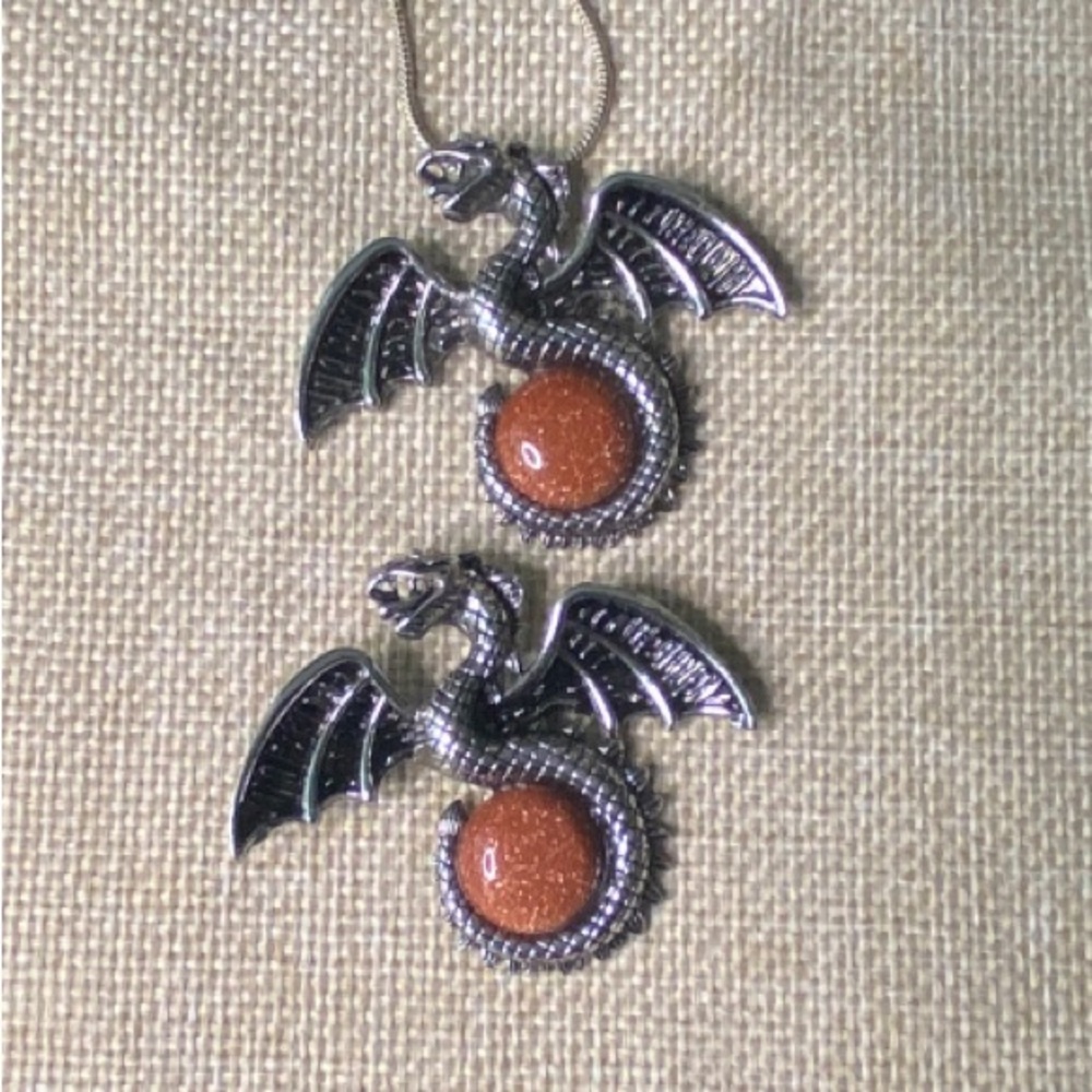 Silver Dragon Pendant with Goldstone